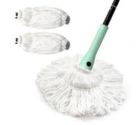 DALIPER Balai serpillère torsadée à essorage automatique avec manche de 145 cm de long, balai en microfibre sèche et humide avec 2 têtes réutilisables pour nettoyer le carrelage, le marbre, le vinyle,