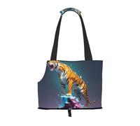 Dali's Melting Tiger Sac à bandoulière pour animal domestique Design pliable Petit sac de voyage pour chien et chat
