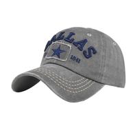 Dallas Casquette de baseball brodée classique vintage en coton neutre Casquette de baseball d'extérieur, gris, Large