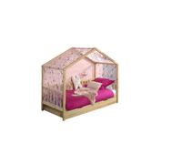 Vipack Lit Dallas 90 x 200 Naturel avec Tente Textile Papillon et Lit Gigogne