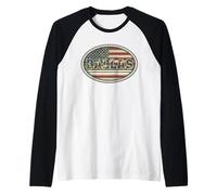Dallas Patriotic Camo Streetwear 70s 90s Inspired USA Flag Manche Raglan