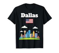 Dallas Souvenir Skyline Amateur Texas Voyage Drapeau américain T-Shirt