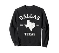 Dallas Texas Est 1841 Carte d'État Style Vieilli Sweatshirt