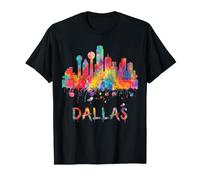 Dallas Texas Skyline Aquarelle Splash Art T-Shirt