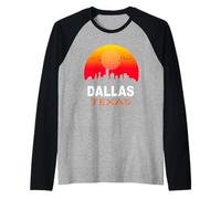 Dallas Texas Vintage Sunset Retro City State USA Manche Raglan