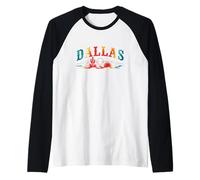 Dallas Texas Vintage Western Striped Desert Landscape Sunset Manche Raglan