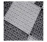 Dalle Clipsable Antidérapante Pvc Emboîtement Carreaux Drainage Facile à Nettoyer Outdoor Shower Mat Cuisines, Salles Bains(Grey-black,14 pieces)