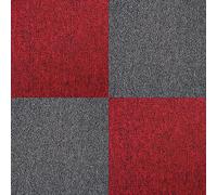 Dalle de Moquette Ultra-Résistant Couleur Charbon Noir & Rouge Écarlate pour Usage Professionnel, 2 Paquets de 20 Dalles de 50cm x 50cm (Superficie de 10m²)