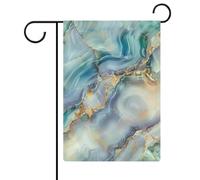 Dalle de pierre fantaisie en bleu menthe douce gris pâle drapeau de jardin saisonnier vacances toile de jute double face maison cour drapeaux extérieurs 30,5 x 45,7 cm
