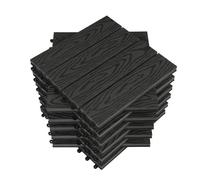 WOLTU Carrelage de sol Dalle WPC 30x30cm Revêtement pour jardin terrasse extèrieur en composite bois-plastique système plug-in, Anthracite 11 pièces / 1 m²