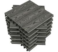 WOLTU Carrelage de sol Dalle WPC 30x30cm Revêtement pour jardin terrasse extèrieur en composite bois-plastique système plug-in, Gris Clair 11 pièces / 1 m²