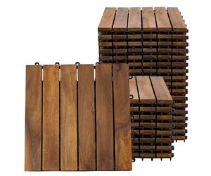 Dalle en bois d'acacia 30 x 30 cm carrelage de terrasse système de clic extérieur carrelage de balcon carrelage de terrasse bois, résistant aux intempéries, H 2,5 cm, lot de 27