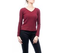 DALLE PIANE CASHMERE - Col en V 100% Cachemire, Made in Italy - Femme, Couleur: Bordeaux, Taille: XL