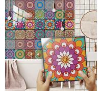 Dalle Pvc Adhesive Murale 10X10 Mandala Stickers Cuisine Stickers Muraux Cuisine Carrelage Adhesif Mural Stickers Salle de Bain Dalle Pvc Adhesive Murale （10 Pièces）