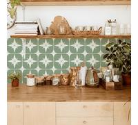 Dalle Pvc Adhesive Murale 20X20 Géométrie Verte Stickers Cuisine Stickers Muraux Cuisine Carrelage Adhesif Mural Stickers Salle de Bain Dalle Pvc Adhesive Murale (10 Pièces)