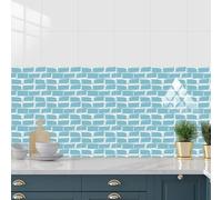 Dalle pvc Adhesive Murale Brique Bleue Claire Credence Adhesive pour Cuisine Carrelage Adhesif Mural Cuisine Carrelage Salle de Bain Revetement Mural Adhesif Credence Autocollante 15x30cm/40 Pcs