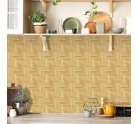 Dalle PVC Adhesive Murale Jaune Élégant Stickers Muraux Cuisine Imperméable Placard Mur Armoires Meubles Decoration Dalle PVC Adhesive Sol Stickers Salle de Bain 10x10 cm/10 Pièces