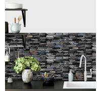 Dalle Pvc Adhesive Murale Marbre Vert Rétro Credence Adhesive pour Cuisine Carrelage Adhesif Mural Cuisine Salle de Bain Imperméable Revetement Mural Adhesif Stickers Carrelage 12x24.6cm/48 Pcs