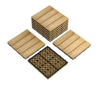 Dalles clipsables extraérieures antidérapantes - Terrasse composite effet bois - Étanches, pose facile pour balcon - Teck 9PCS/set