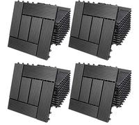 44x Dalles de Jardin clipsables en Bois Composite WPC Anthracite 30 x 30cm Type mosaïque Revêtement de Sol extérieur