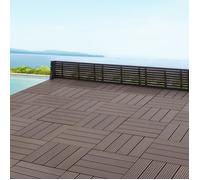 Set de 11 dalles de jardin Schramberg en bois composite 1m² 30 x 30 x 2,2 cm marron foncé [en.casa]