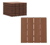 Outsunny Lot de 11 dalles de jardin piscine, 30 x 30 x 2,2 cm, dalle clipsable antidérapants et résistants aux intempéries, pour jardin, balcon, piscine, en HDPE, marron clair