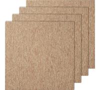 Dalles de moquette, 500 x500 x5 mm, moquette avec rembourrage attaché, dalles de moquette rembourrées douces, installation facile de bricolage pour chambre à coucher et salon (16 pièces, marron foncé)