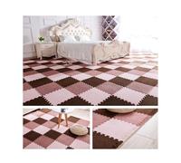 Dalles de Moquette avec Rembourrage Dalles de Sol en Mousse EVA Découpables 30x30cm pour Chambre Salle de Jeux Salon Créer Une Zone Sûre-Light Pink+Watermelon Red+Coffee||12pcs