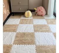 Dalles de moquette emboîtables en mousse pelucheuse, tapis de sol emboîtables en mousse pelucheuse | Tapis de sol en dalles de moquette carrées | Tapis de protecteur antidérapant pour chambre à co