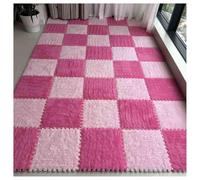 Dalles de Moquette imbriquées en Peluche Pack of 20 Interlocking Foam Carpet Tiles Play Mat Area Rug with Edgings Multicolor Multiple Sizes(Pink+Rose Red,12x12inch)