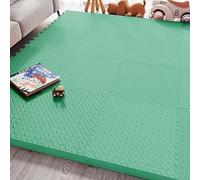 Dalles de sol en mousse EVA, tapis en mousse emboîtables, tapis d’exercice et dalles de sol pour salle de sport. Revêtement de sol anti-choc 30 cm × 30 cm(Green)