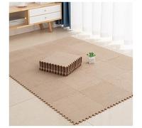 Dalles de Sol en Mousse, Tapis Puzzle en Peluche Courte 30 x 30 x 1 cm, épaisses, carrées et emboîtables, Tapis Doux pour Salon et Chambre, Marron Clair, 100 pièces