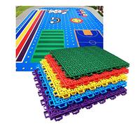 Dalles de Sol modulaires emboîtables de 34 cm, adaptées aux terrains de Basketball des écoles maternelles, revêtement de Sol en mosaïque colorée, avec Trous de Drainage, Dalles de Sol sporti