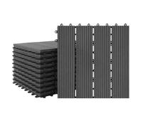 Dalles de sol - YUENFONG - 11x 30x30 cm - WPC - Anthracite - Facile à installer sans vis