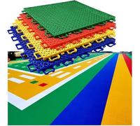 Dalles de Terrain de Sport extérieur for Jardin d'enfants, Tapis de Sol modulaires antidérapants et résistants à l'usure, 10 pièces(Red,5PCS)