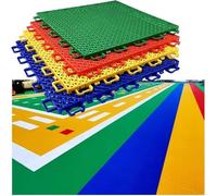 Dalles de Terrain de Sport extérieur for Jardin d'enfants, Tapis de Sol modulaires emboîtables, antidérapants et résistants à l'usure(Blue)