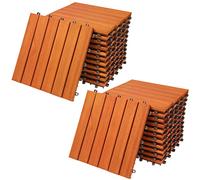 Dalles de Terrasse Bois d'Eucalyptus Certifié FSC® 2m² - Système de Clips 30x30cm - Découpe Possible - Dalle de Jardin