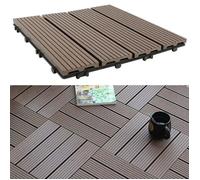 Dalles de Terrasse Clipsable - LUNTUOWH - 11X - Marron - Composite Bois Plastique PE - Installation Facile
