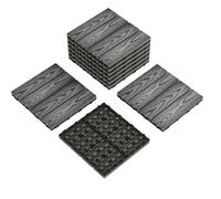 Dalles de terrasse clipsables composite bois-plastique - Étanches, résistantes aux intempéries, Gris, lot de 9 pièces 30x30 cm