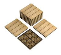 Dalles de terrasse clipsables en composite imitation bois,30 * 30cm Étanches et antidérapantes Idéal étenduérieur/intérieur Pour balcon, jardin, piscine, patio (Couleur teck, Lot de 9)