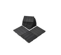 VEVOR Dalles de Terrasse Emboîtables, Lot de 10, Revêtement de Sol Plastique Imperméable, 300 x 300 mm, 9290 c㎡, Utilisation par Tous les Temps, pour Porche, Piscine, Balcon, Arrière-cour, Gris Foncé