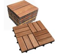 Dalles de terrasse en bois d'acacia avec sous-couche en PE 12-Slat-9pc