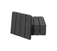 Dalles de terrasse, lot de 9 pièces, dalles de balcon, dalles clipsables pour patio et jardin, plastique, noires, 30 x 30 cm
