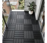 Dalles de terrasse Sobuy SDA14-HG pour balcon, 15 panneaux, système clic, résistantes aux intempéries, pour extérieur, gris, 30,5x2x30,5 cm GRAY