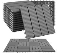 Dalles de terrasse - TECTAKE - Lot de 11 dalles de terrasse TEGULAS en WPC aspect bois - Gris