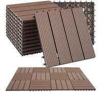 Dalles de terrasse - TECTAKE - Lot de 11 dalles de terrasse TEGULAS en WPC aspect bois - Marron