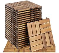 Dalles de terrasse - TECTAKE - Lot de 20 dalles de terrasse TABULA en bois 12 lames 31 x 31 x 2 2 cm - Marron