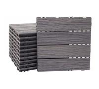 Dalles de terrasse x11 aspect bois en WPC 30x30cm clipsable 1m² balcon jardin exterieur marron vieilli 04_0005427