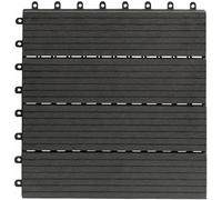 Dalles massives pour terrasse Gartenfreude EVERFLOOR en WPC (bois composite), Anthracite (Gris Foncé), 10 pièces, 30 x 30 cm (env. 0,9 m2)