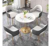 Dalles Pierre Ensemble Table Et Chaises NéGociation Table Ronde Salon Avec Chaises Plateau En Dalle Pierre 12 Mm D'éPaisseur+PièTement En Acier Au Carbone Adapté aux Lieux Loisirs Dark grey-F